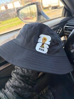 FIFA Black Bucket Hat with World Cup Trophy